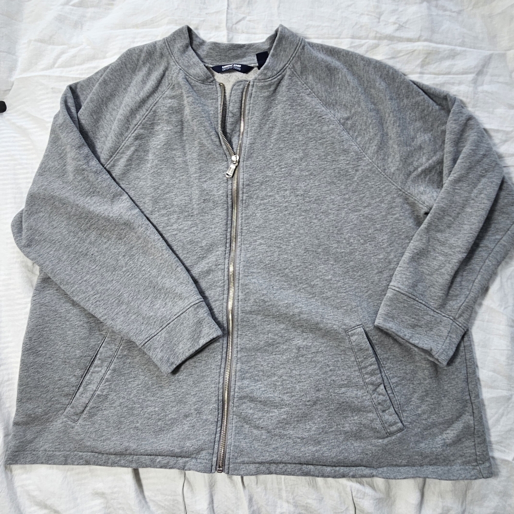 Lands' End Gray Zip-Front Sweatshirt Hoodie